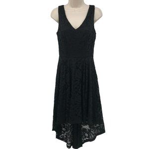 Muadress Womens Black Lace Sleeveless V Neck High Low Hem Dress Size M